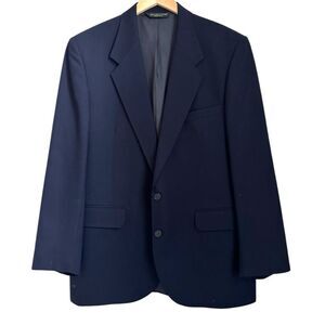 Men 44 R Sturbridge Classics Blazer Navy Blue 100% Worsted Wool Made USA Jacket